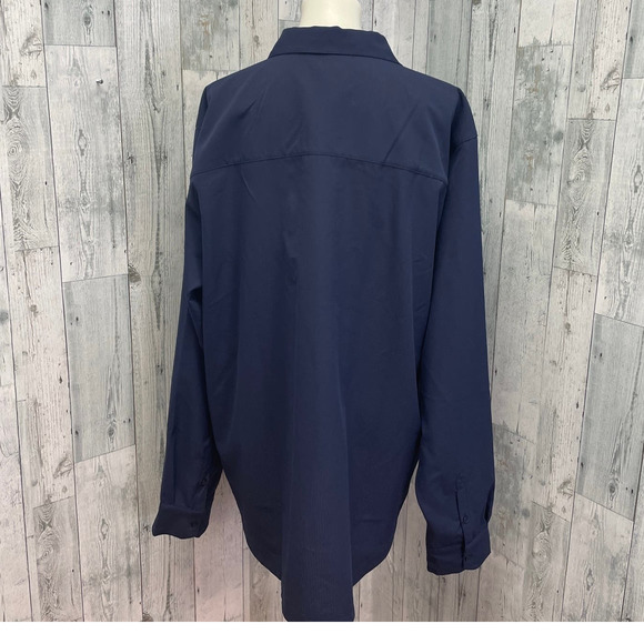 Hand Printed Mens XXL Upcycled Rustic Woody Pine Cone Long Sleeve Button Shirt - Picture 4 of 7